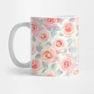 Faded Pink and Peach Painted Roses Mug